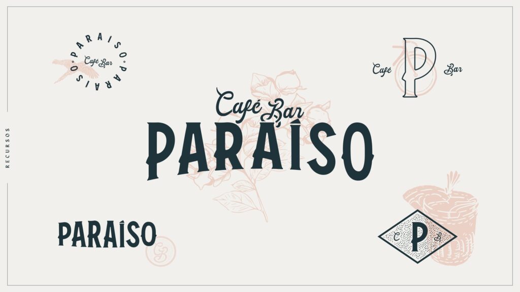 Cómo elegir un estudio de diseño gráfico en Valencia: 7 preguntas antes de contratar 1 Logotipo de Café Bar Paraíso, versiones circulares, monogramas e ilustraciones de su identidad visual.